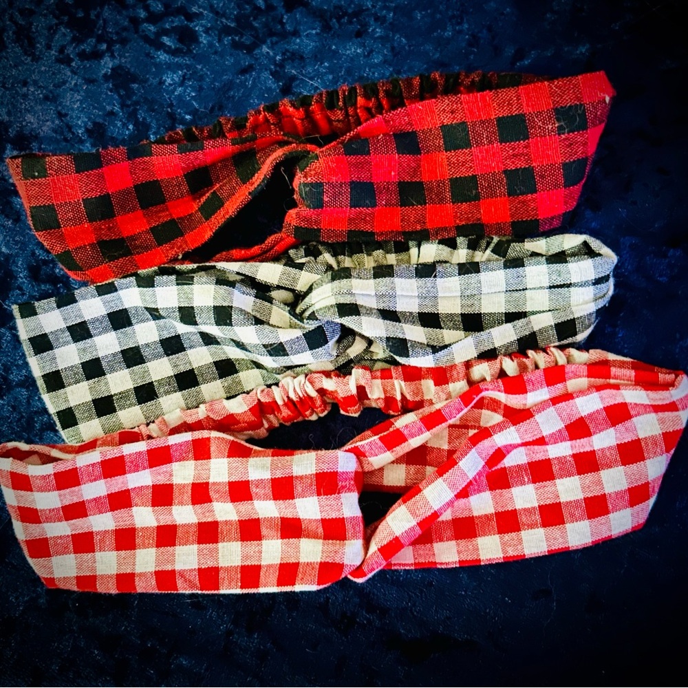 Gingham Headband Wraps - Set of Three - New